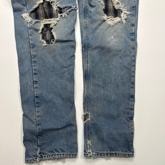 Vintage Carhartt Destroyed Distressed Flannel Lined Workwear Jeans 34 x 36 - Picture 7 of 12